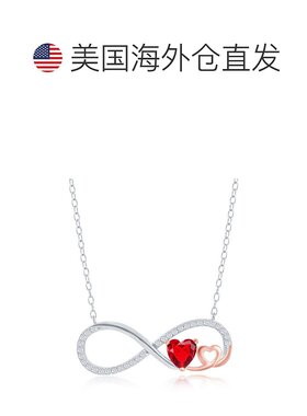 自营simona纯银红宝石 CZ 心形无限项链 - 红色 【美国奥莱】直发