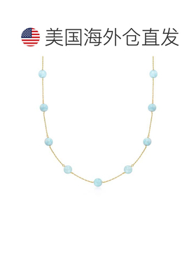 自营 Ross-Simons 14kt 黄金乳白色海蓝宝石串珠项链 16 英寸 美