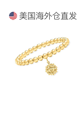 自营Ross-Simons Italian 6mm 18kt Gold Over Sterling Bead Str