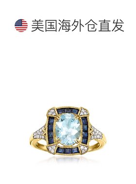 自营 ross-simons罗斯-西蒙斯海蓝宝石和 .蓝宝石戒指。 14kt 黄