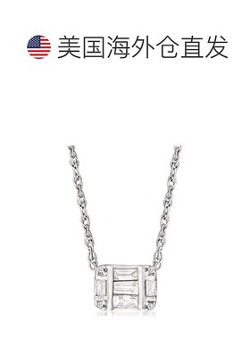 925 纯银 RS Pure by Ross-Simons 长方形和圆形钻石群簇吊坠项链