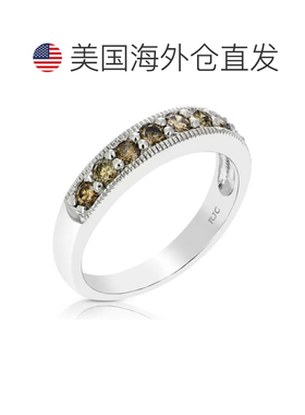 自营vir jewels 1 cttw 带锯状滚边的香槟钻石结婚戒指 .925 纯银