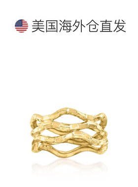 自营 Ross-Simons 14kt 黄金波浪镂空戒指 - 黄色 美国奥莱直发