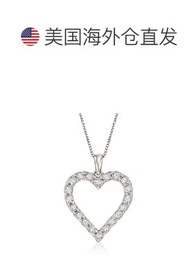 自营 925 纯银 Ross-Simons 钻石心形吊坠项链 - 18 英寸 美国奥