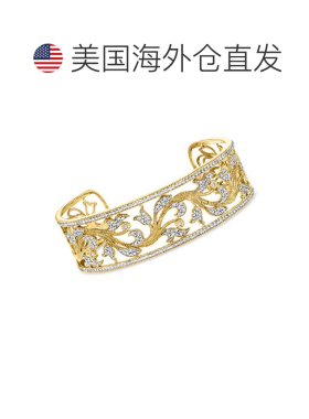 自营Ross-Simons 钻石花卉花丝手镯 18 克拉金镀在纯银上 - 8 英