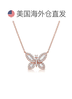 自营 sabrina14k 金和钻石蝴蝶项链 - 玫瑰色 美国奥莱直发吊坠