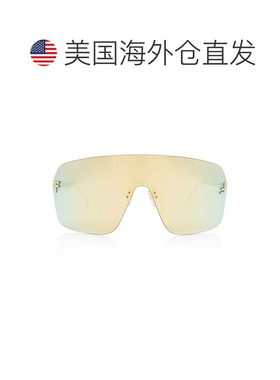 自营Fendi Mirrored Crystal F Gold Shield Sunglasses - gold