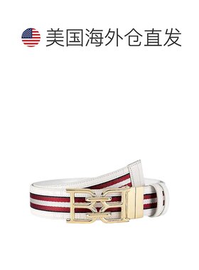 自营 Bally 6300012 Men's B Chain White Leather Adjustable Re