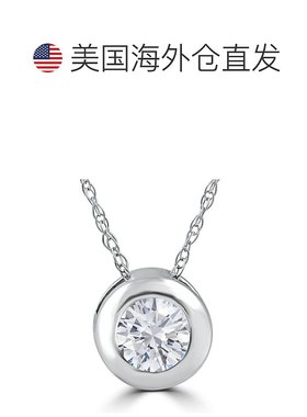 自营 pompeii31/4 克拉钻石单石吊坠女士 14k 白金包边吊坠实验室