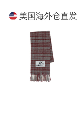 自营marni红色/灰色混纺羊毛格子围巾-红色 美国奥莱直发配饰
