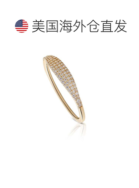 自营max + stone14k Gold Pave Lab Grow Diamond薄圆顶戒指-黄色