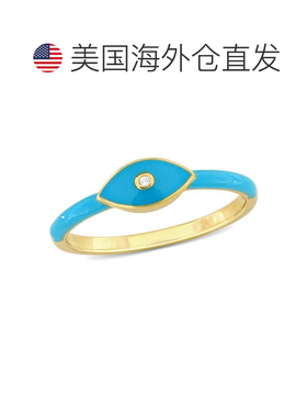 自营Mimi & Max 打造镀黄纯银白色蓝宝石珐琅戒指 - 蓝色 美国奥