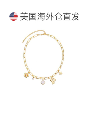 自营adornia14k Yellow Gold Plated Initial Chunky Charm Neckl