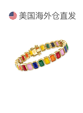 自营Ross-Simons Bezel-Set Multi-Gemstone Bracelet in 18kt Go