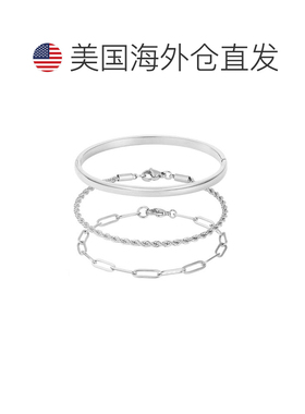 自营adorniaTarnish Resistant Silver Plated Cuff and Chain Br