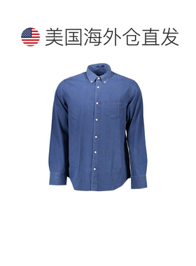 自营Gant Cotton Men's Men's Shirt - blue 美国奥莱直发