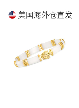 自营Ross-Simons 白玛瑙“好运”手链 18 克拉金镀在纯银上 - 7.5