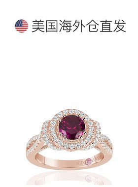 自营 Suzy Levian Rose 纯银打造红宝石和白色立方氧化锆周年纪念