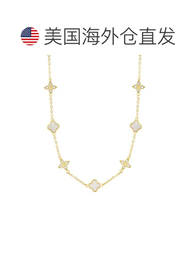 自营adornia14k Gold Plated Mixed Mother of Pearl and CZ Clov
