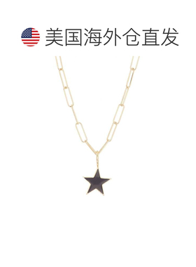 自营adorniaBlack Enamel Star Paper Clip Chain Necklace - bla