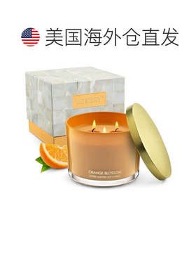 自营lovery橙花蜡烛礼品套装，3 芯家用大豆蜡烛，13 盎司 - 橙色