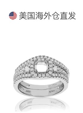 自营 vir jewels0.60 克拉钻石半镶嵌新娘镶嵌中心公主银 - 银 美