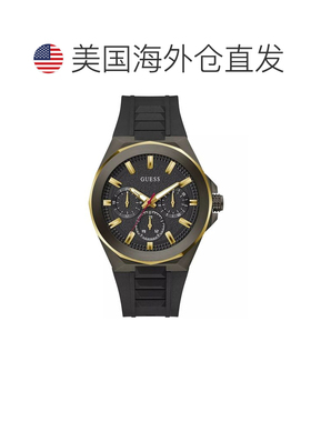 自营Guess Men's Dashboard Black Dial Watch - black 美国奥莱