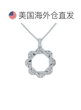 自营pompeii31 克拉交织圆形钻石吊坠女士黄金项链实验室培育 -
