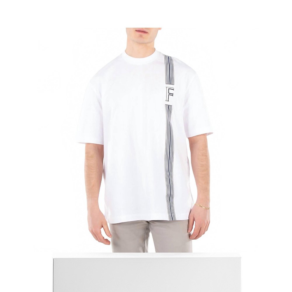 自营salvatore ferragamoStripe-Print Round Neck Cotton T-Shir - 图3