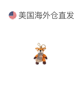 自营burberry橙色纯棉格子狐狸饰物-橙色 美国奥莱直发钥匙扣