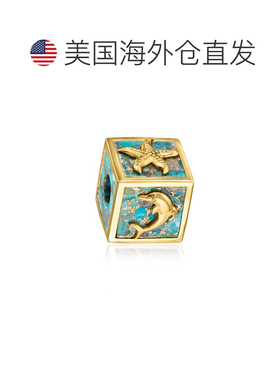 自营Ross-Simons Turquoise Sea Life Bead Charm in 18kt Gold O