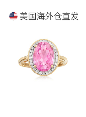自营 ross-simons罗斯-西蒙斯粉红黄玉和 . 14kt 黄金钻石戒指 -