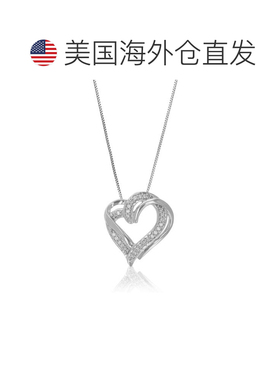 自营vir jewels1/10 克拉实验室培育圆形钻石心形吊坠项链 .925