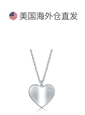 自营 simona纯银 0.024cttw 钻石高抛光心形项链 - 银白色 美国奥