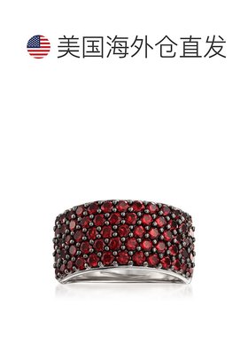 自营 925 纯银 Ross-Simons 石榴石多排戒指 - 红色 美国奥莱直发