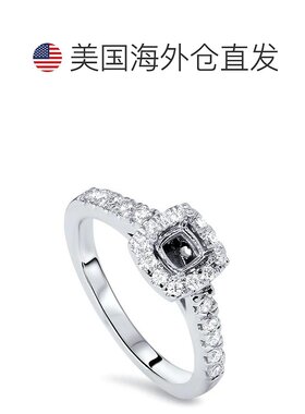 自营 pompeii31/2 克拉垫形光环钻石戒指半镶 14K 白金 - 14k 白