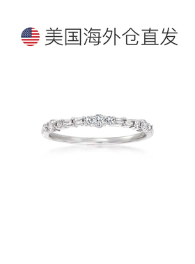 自营 14 克拉白金 Ross-Simons 圆形和长方形钻石戒指 - 白色 美