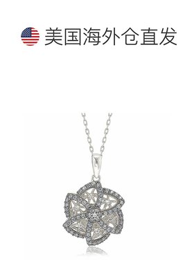 自营 Suzy Levian 纯银蓝宝石和钻石抽象花朵吊坠 - 蓝色 美国奥