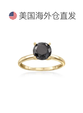 自营 Ross-Simons 14 克拉黄金黑钻单石戒指 - 白色 美国奥莱直发