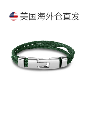 自营Bruno Magli Mens Three Strand Braided Leather Bracelet,