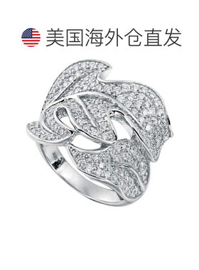 自营 Suzy Levian 密镶立方氧化锆纯银叶子戒指 - 白色 美国奥莱