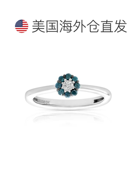 自营vir jewels 1/5 cttw 蓝色和白色钻石订婚戒指新娘 10K 白金