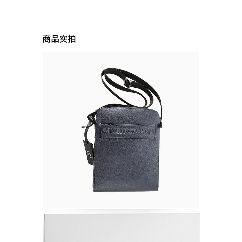FFRONTEE探物美国站香港直发armani阿玛尼男士海军蓝色皮革单肩包Y4M217YSL5J800333
