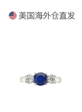 自营 sterling forever 925 纯银蓝宝石 CZ 三石戒指 - 银白色 美