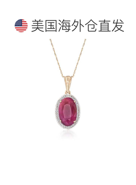 自营ross-simons罗斯-西蒙斯 鲁比和 . 14 克拉黄金钻石吊坠项链