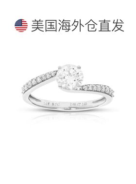 自营vir jewels1 克拉圆形实验室培育钻石订婚戒指 17 颗宝石 14K