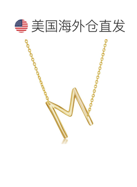 自营simona纯银侧面初始项链 - 镀金 - m 美国奥莱直发