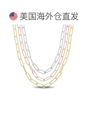 自营mimi & max3 色 18k 镀金纯银多股回形针链式项链，18 英寸 -