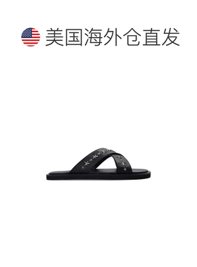 自营Jimmy Choo Calfskin Flat Men's Sandals - black 美国奥莱