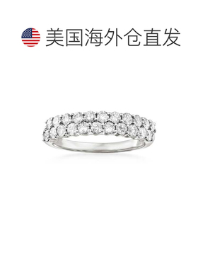 自营14 克拉白金 Ross-Simons 钻石双排戒指 - 白色 美国奥莱直发